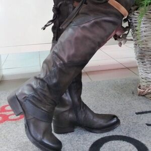 ❤️ A.S.98 Italian Leather Knee-High BOOTS| Distressed Brown | Made in Italy